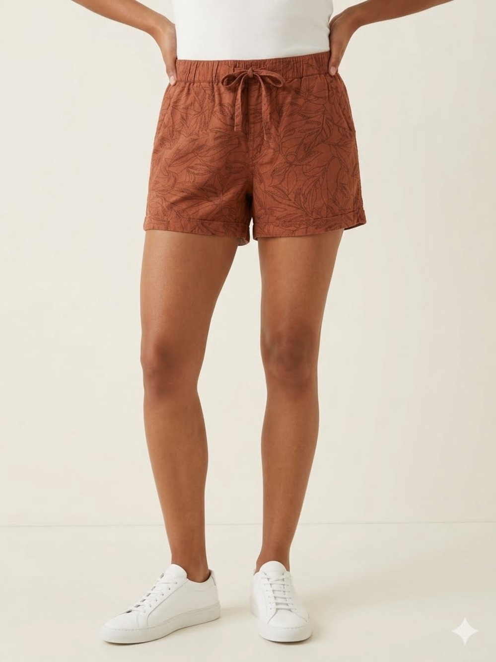 Reitmans Rust Brown Printed Cargo Shorts